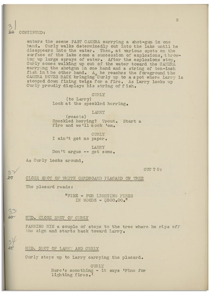 Moe Howard's 28pp. Script Dated May 1936 for The Three Stooges Film ''Whoops, I'm an Indian!'' -- With Annotations in Moe's Hand Throughout & 3.5 Additional Pages of Script Changes -- Very Good